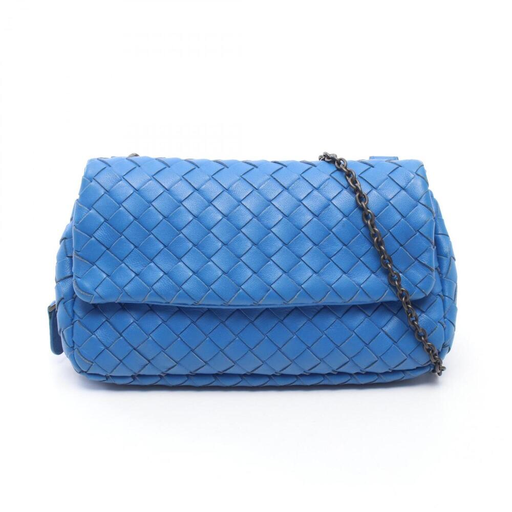 Bottega Veneta Intrecciato Shoulder Bag/Handbag, Leather, Women's, Blue, 310774